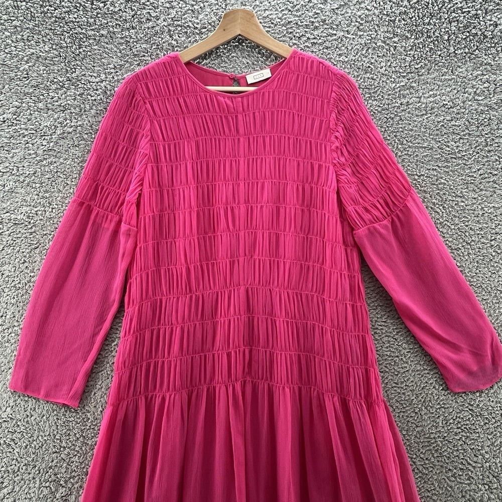 AYR Dress Womens Small Pink The Something Special Silk Relaxed Smocked Midi - Picture 2 of 13